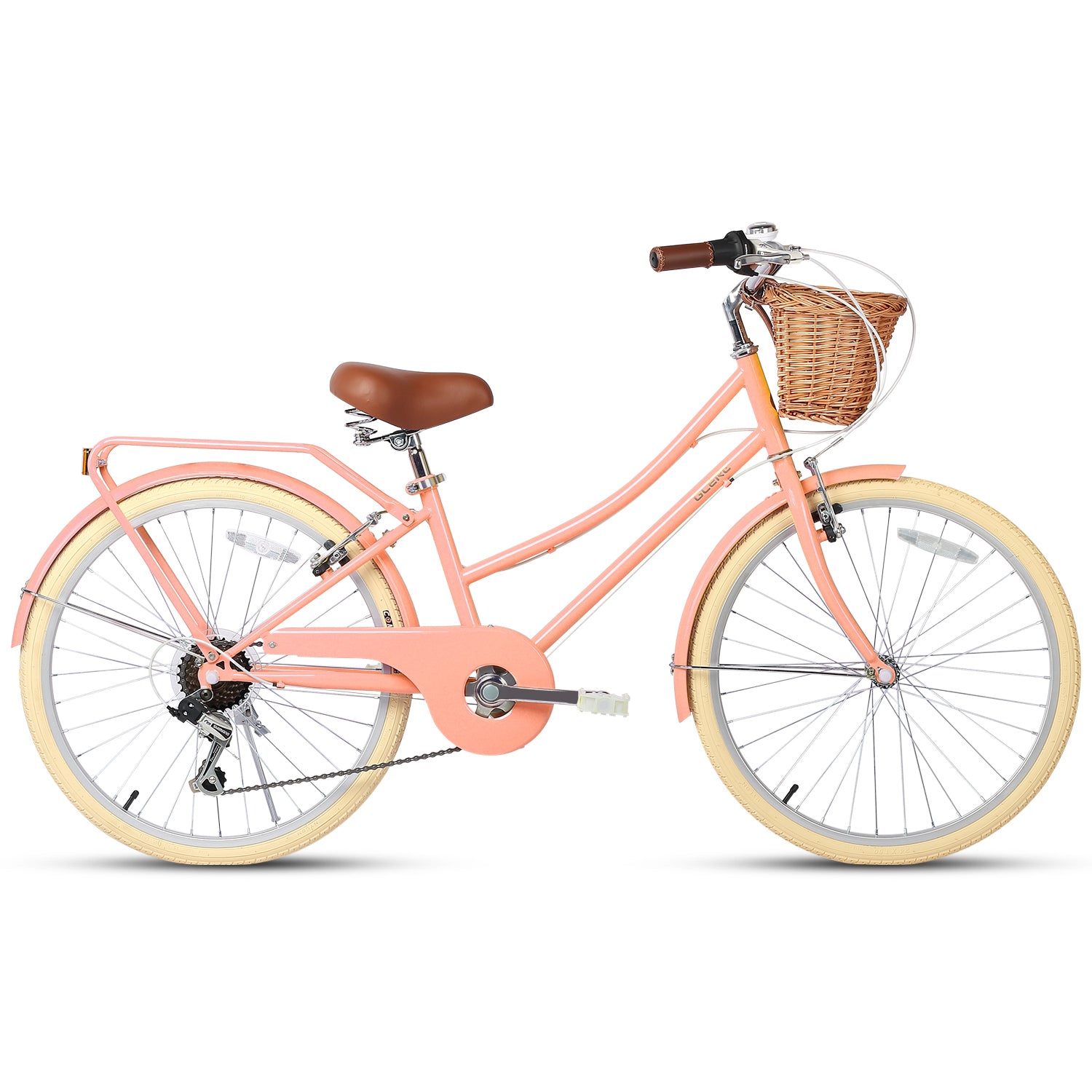 Glerc Girls' Speed Hybrid Bike | 24 Bike with Basket and kickstand