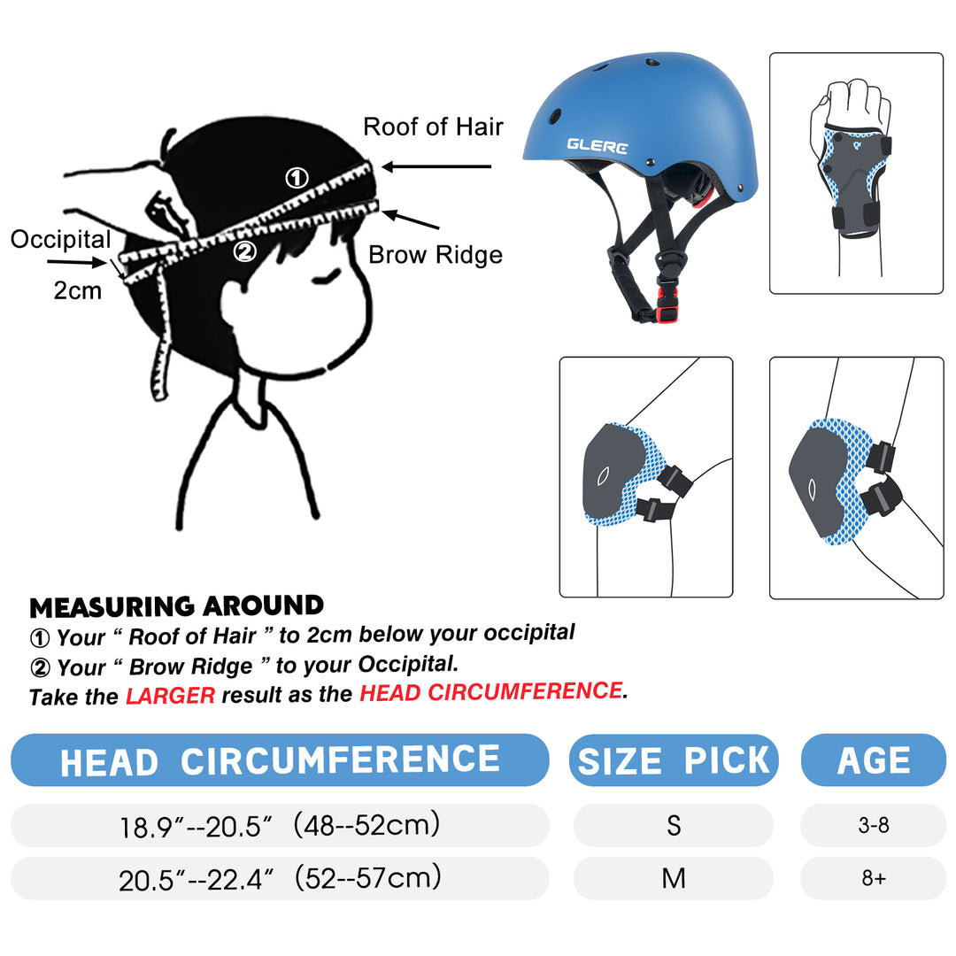 Glerc Kinder Schutzset 7-in-1 – Fahrradhelm (S/M), Knieschoner, Ellenbogenschoner & Handgelenkschützer – Verstellbar, Mehrfarbig Glerc Kinder Schutzset 7-in-1 – Fahrradhelm (S/M), Knieschoner, Ellenbogenschoner & Handgelenkschützer – Verstellbar, Mehrfarbig