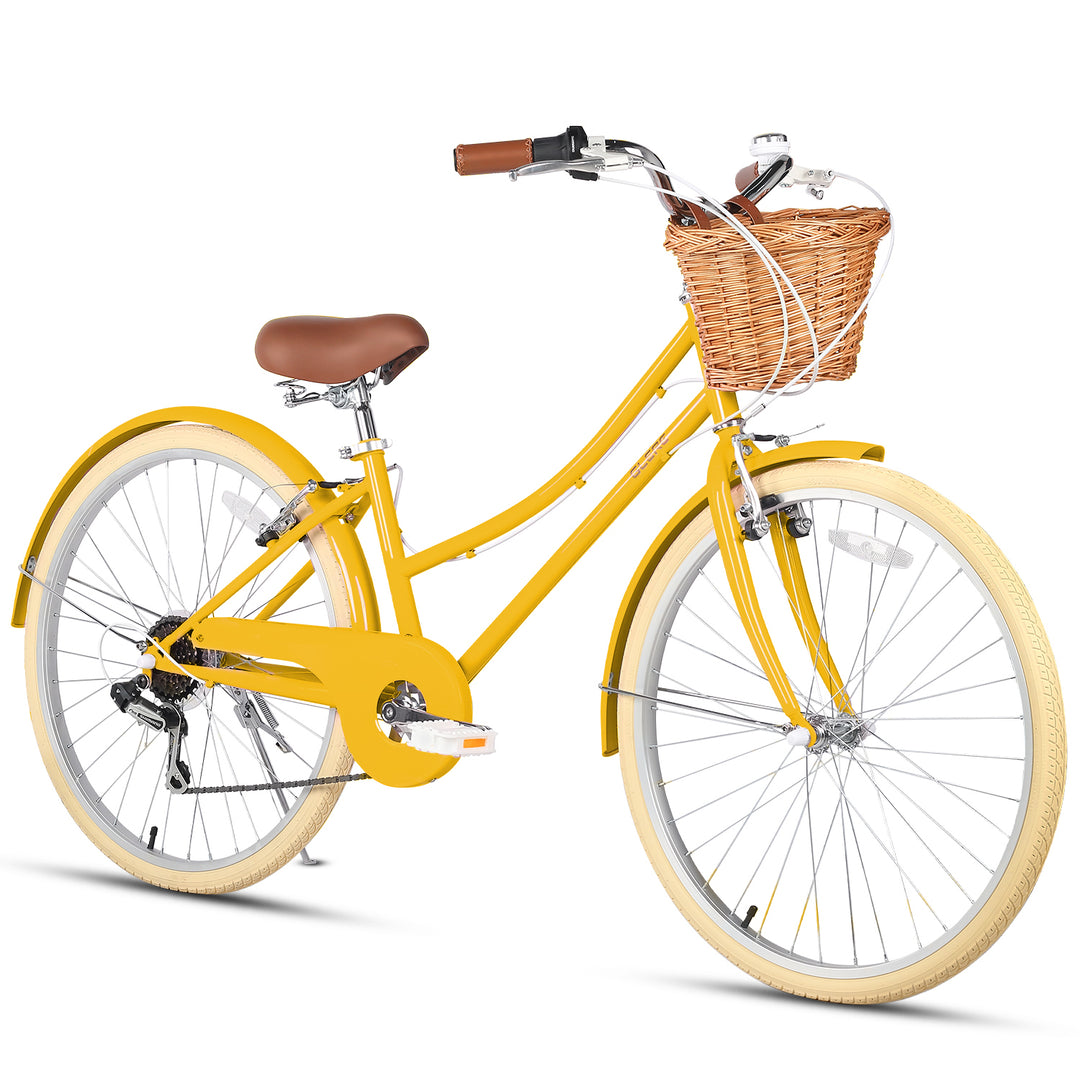 gelbes damenfahrrad Glerc Mädchen Speed Hybrid Fahrrad