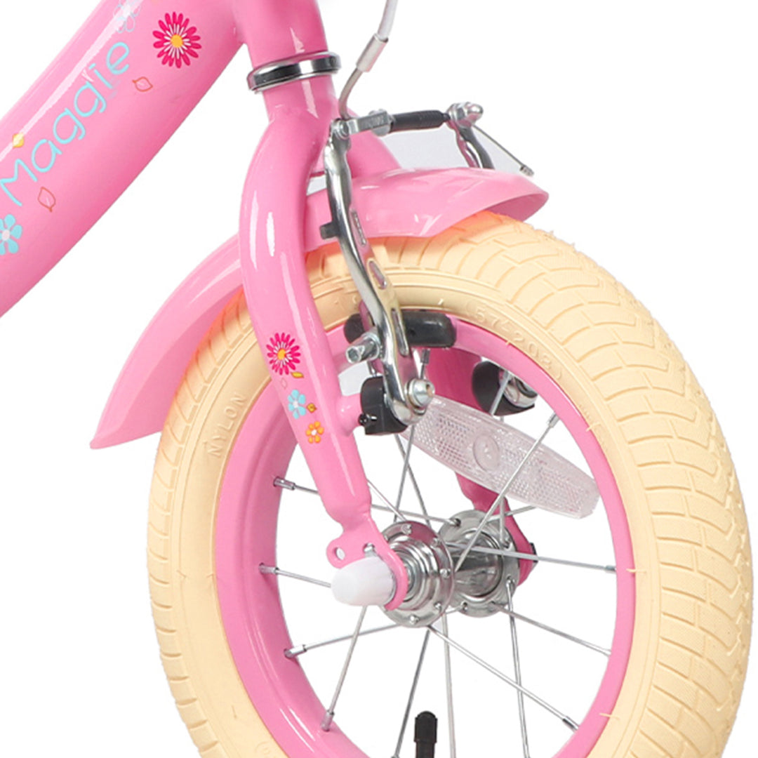 Bicicletta Per Bambini Da 14 Pollici Con Ruote Di Supporto Regolabile In Altezza Adatta Per Bambini Dai 3 Ai 4 Anni Rosa