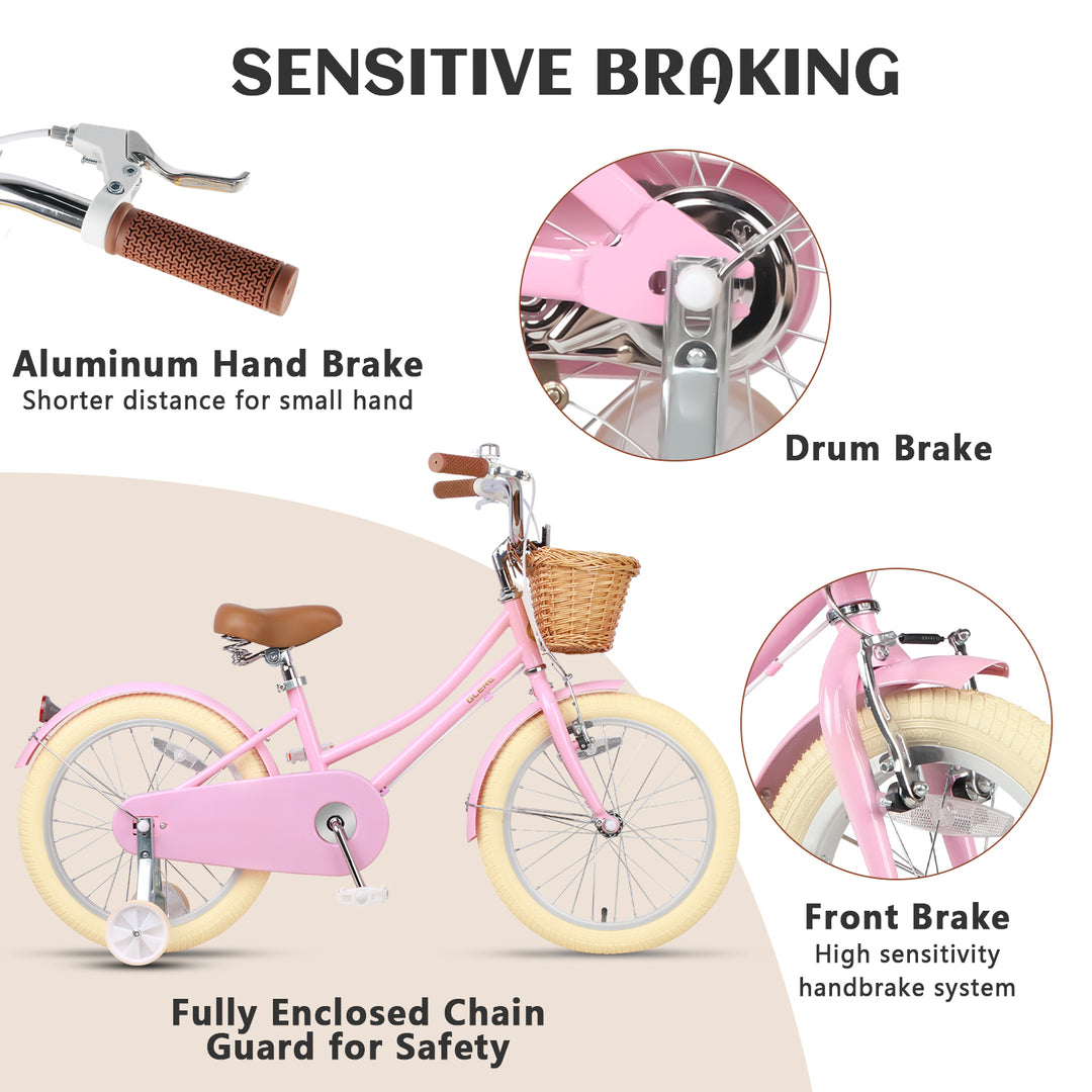 Glerc Bici per Bambine 18 Pollici con Freno a Contropedale – Little Molly