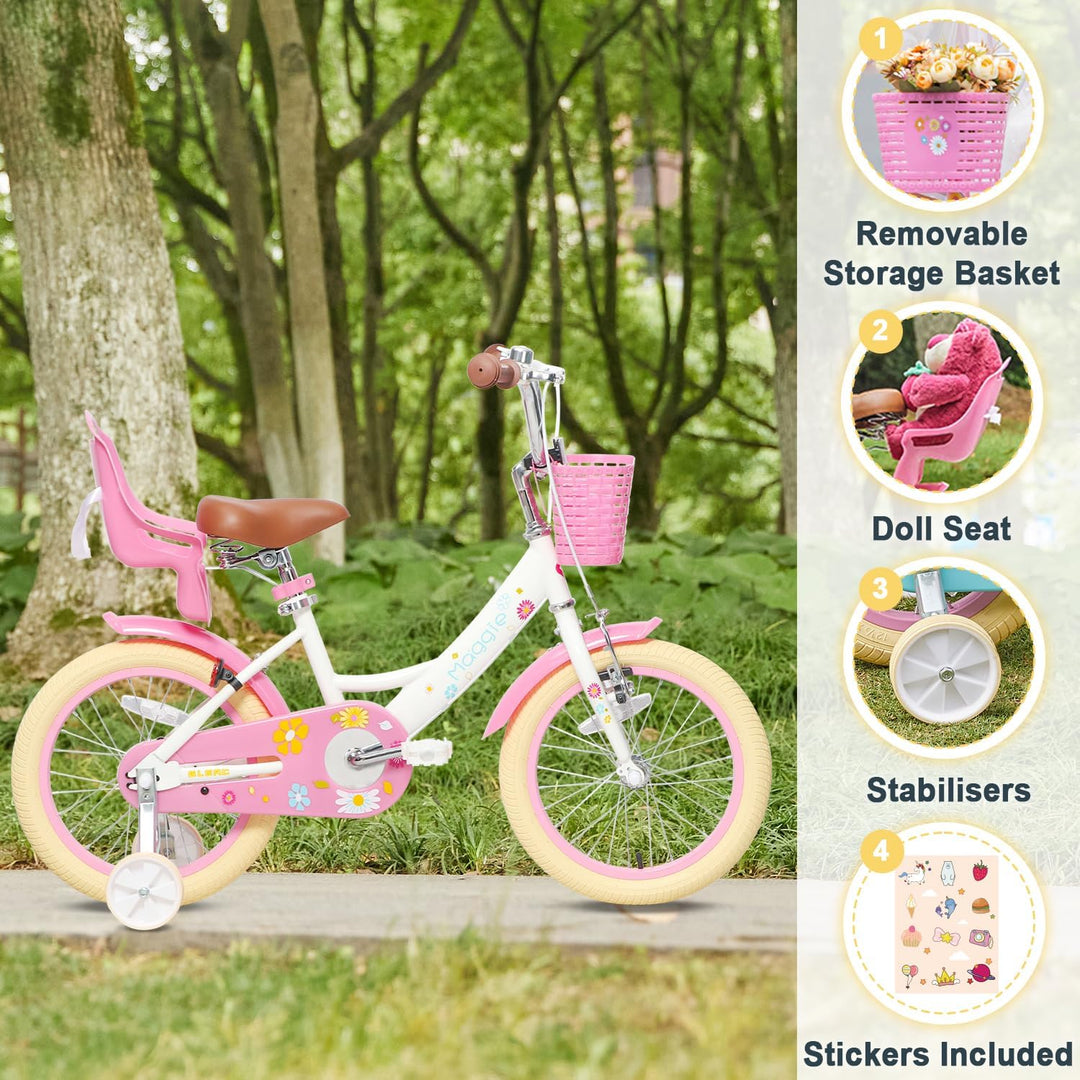 Vélo Enfant 14 Pouces Begoniape Réglable 3-6 Ans Roues Stabilisatrices Cadre Acier 50-80 Kg
