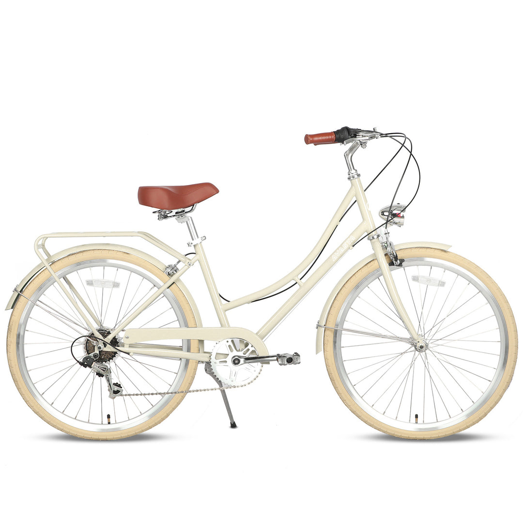 fahrradsattel damen beige Cruiser-Fahrrad mit 6 Gängen für Damen – GLERC BIKES EU
